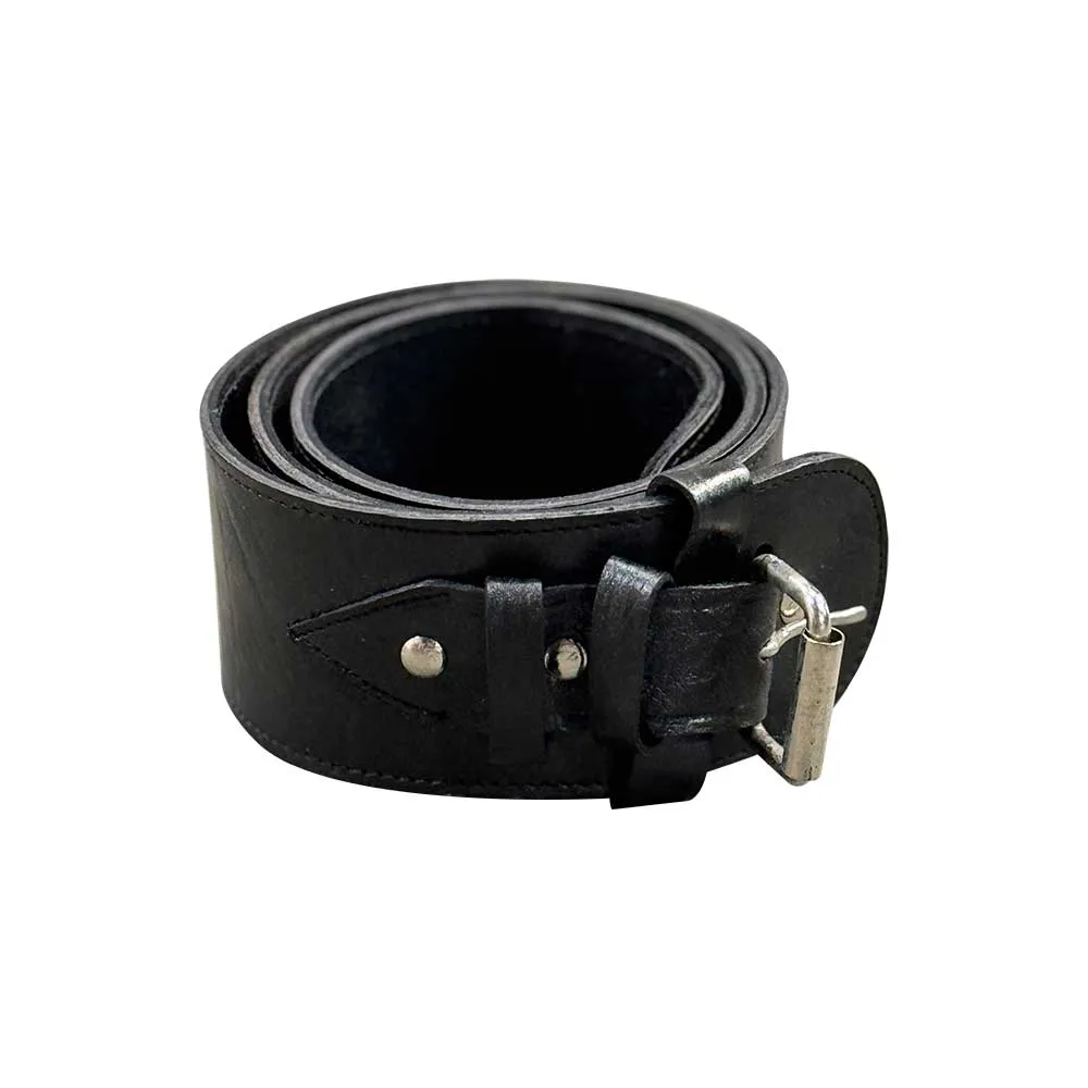 [GPB34--BLP] Plain Leather Powder Belt (Black, 34).webp
