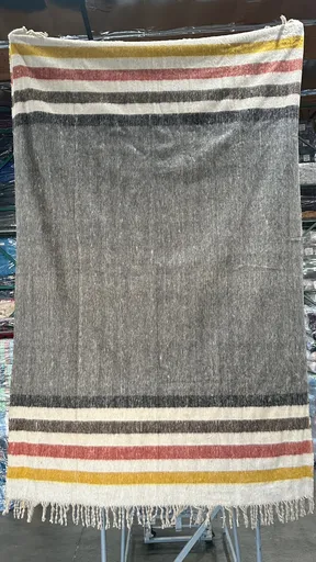 Brushed Striped Wool Blanket with Tassel.webp