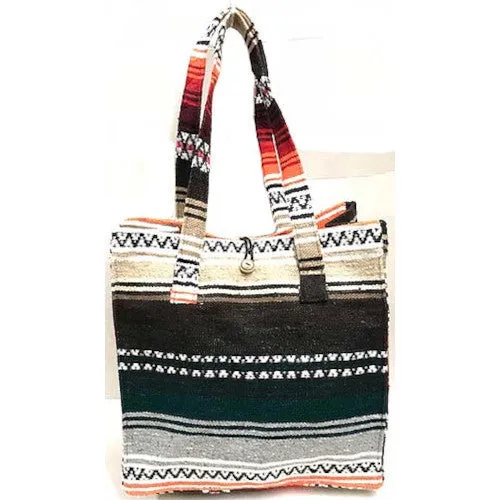 [BG1003-A] Button Top Mexican Blanket Bag - (SW969)