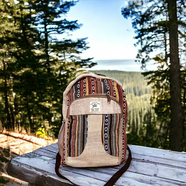 [BG1029-901] Hemp Cotton Multi Color Backpack - (NP23)