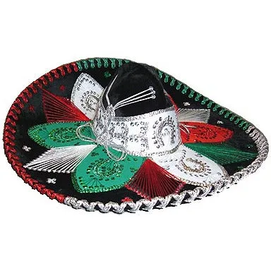 [HA1003-715] Kids Mexican Flag Charro Sombrero - (SM618KID)