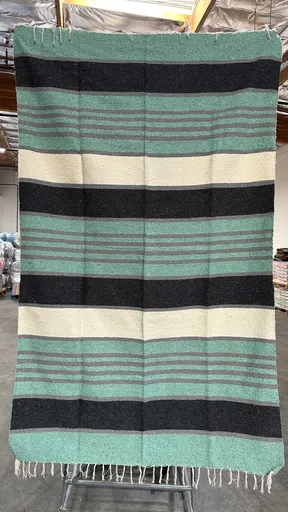 Colorblock Stripe Blanket (Mint)