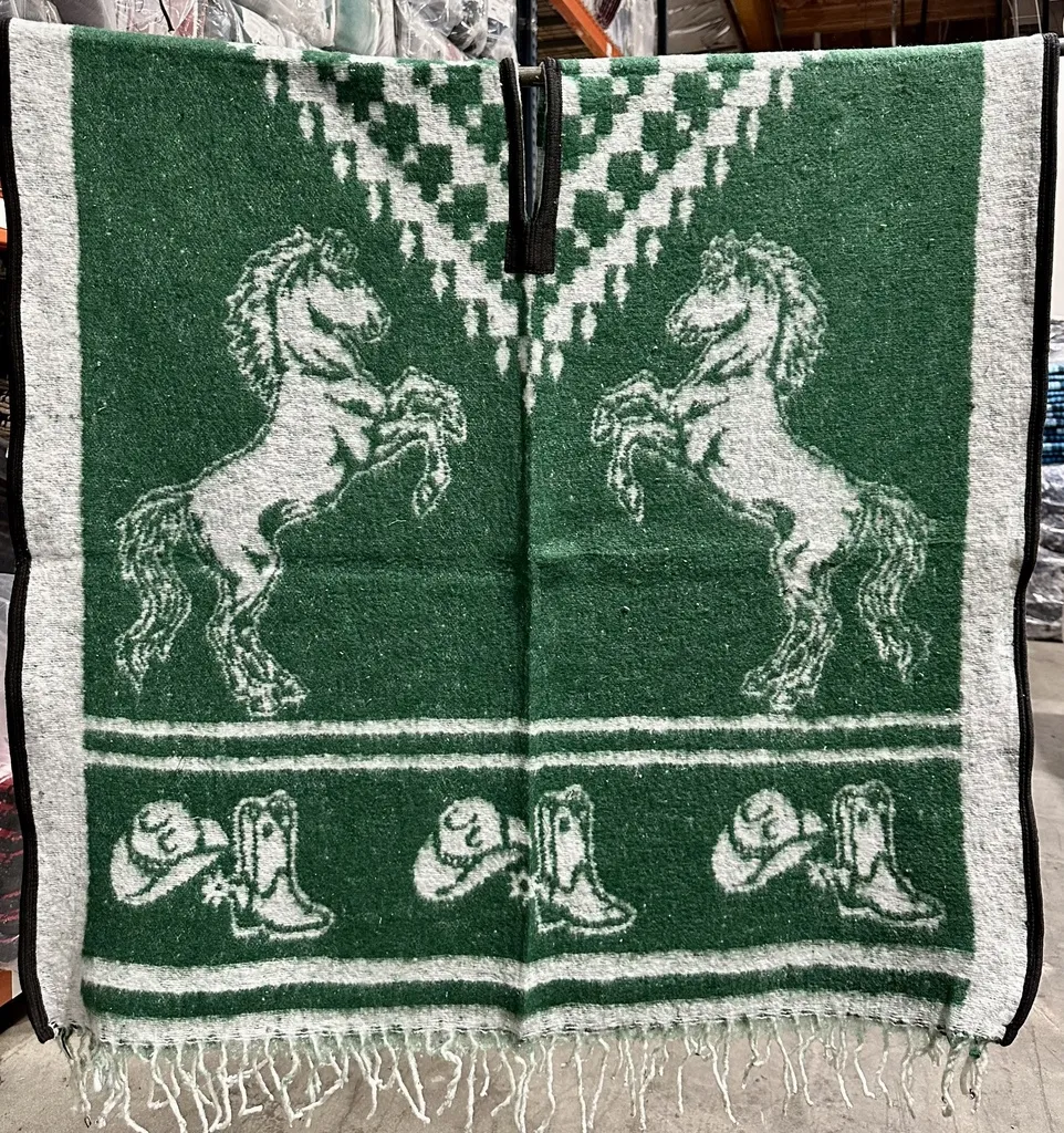 [PN2001-A] Brushed Horse Design Poncho - (SM609) (Assorted)