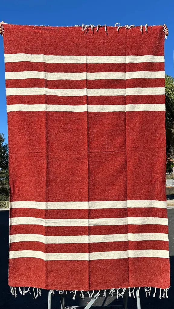 Four Stripe Wool Blanket (Rust/Cream)