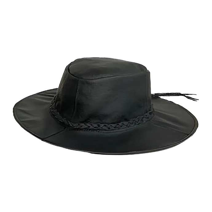 [HA3002-701-S] Patch Leather Crazy Hat - (CRAZY) (Black, Small)