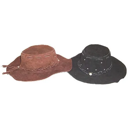 [HA3003-701-S] Suede Leather Floppy Hat - (HA3003) (Black, Small)