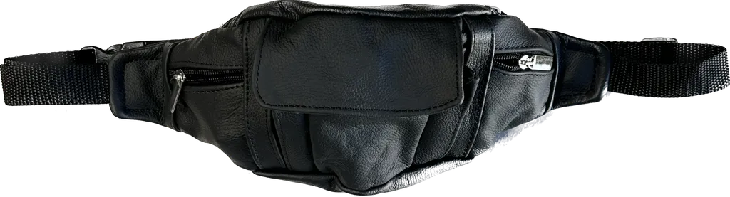 [LE4594-701-S] Leather Fanny Pack (SL594) (Black, Small)