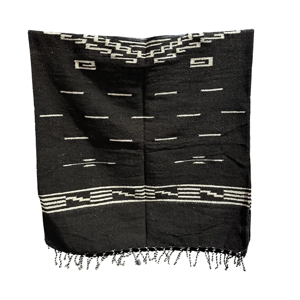[PN3001-701] Original Wool Diamond Design Poncho - (SM780) (Black)