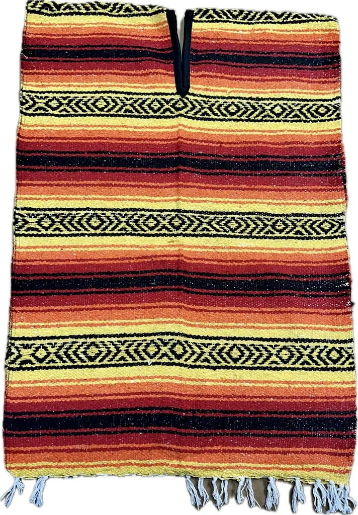 Mexican Blanket Poncho - Closeout Colors (SM611) (Yellow/Orange/Red)