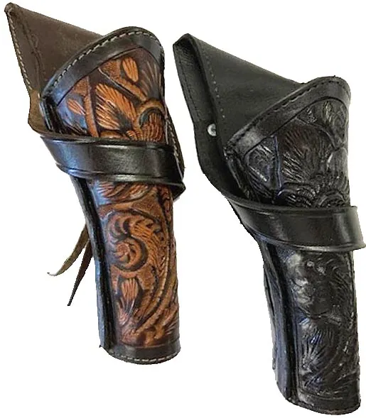 [GHOCD-08L-BLT] Tooled Leather Cross Draw Pistol Holster - (SL308) (Black, 8, Left)