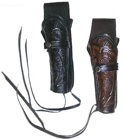 [GHO-08L-BLT] Left Tooled Leather Pistol Holster - (SL309/L) (Black, 8)
