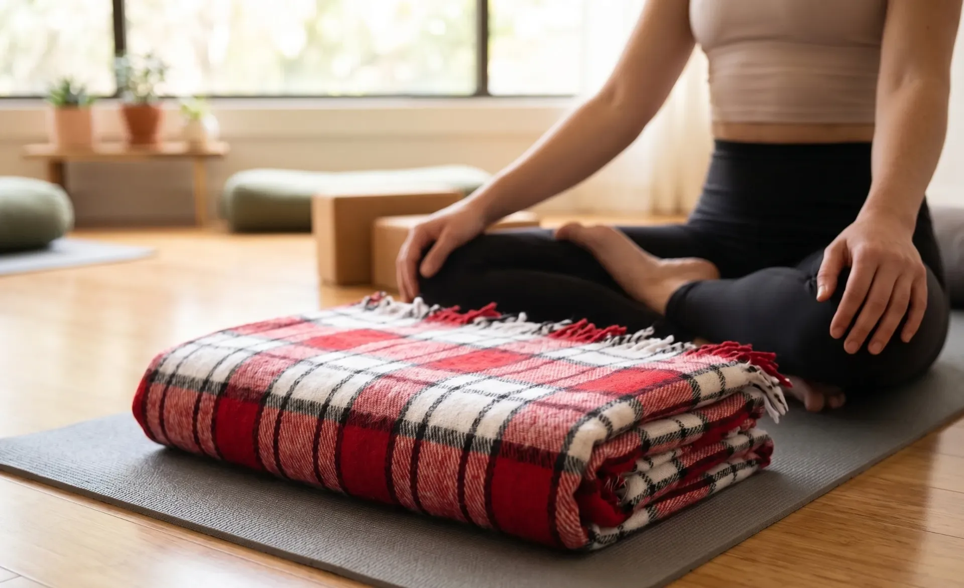 Plaid Brushed Blankets (Red)